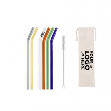 3 in 1 Colorful Glass Straws Set with Cleaning Brush